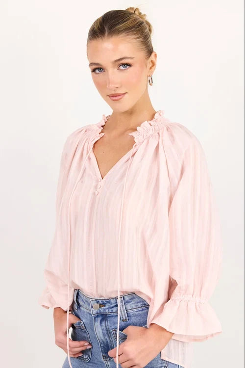 Women's Chocolate coloured dressy top styled with black at Absolutely Boutique NZ