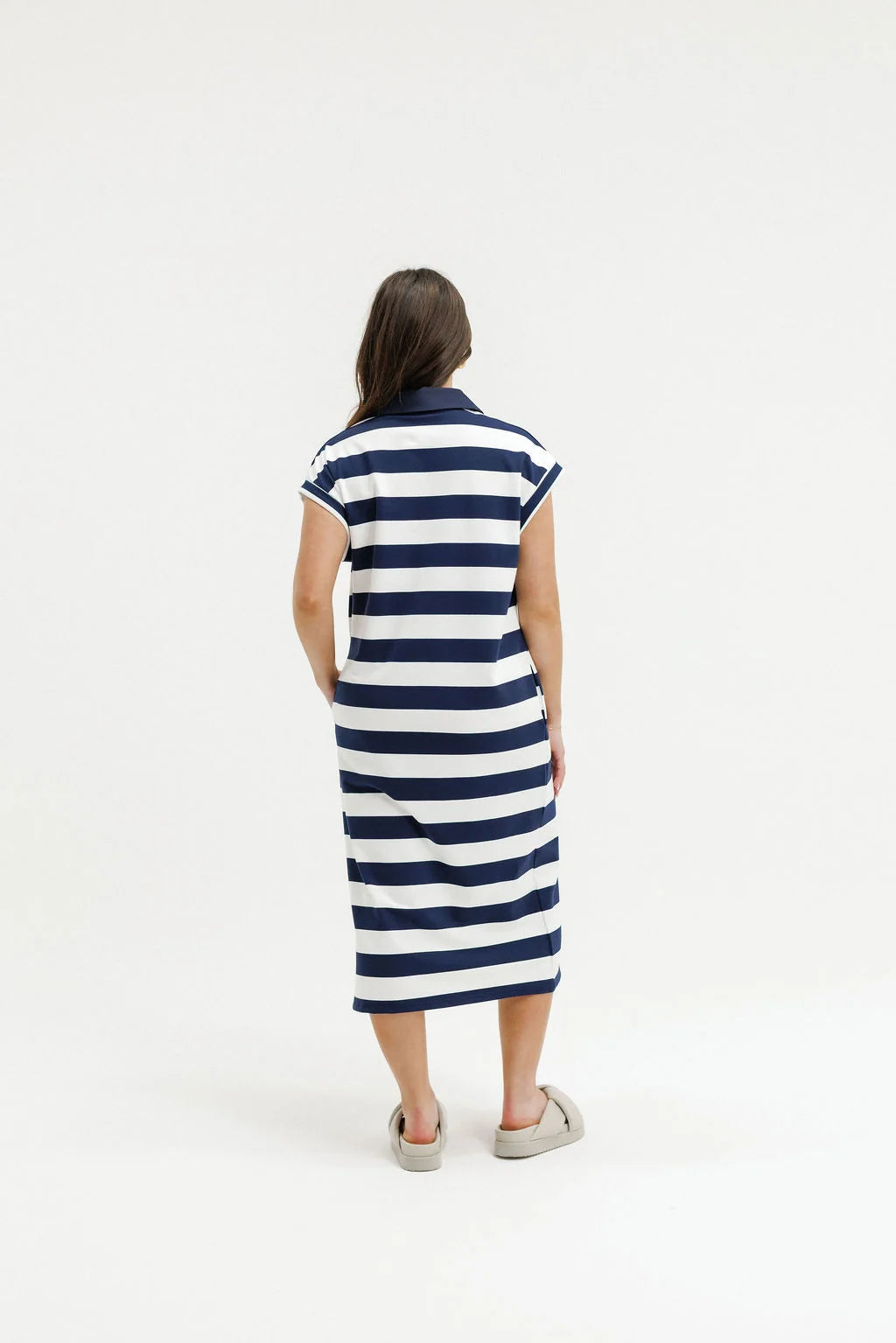 Della Dress Navy Stripes