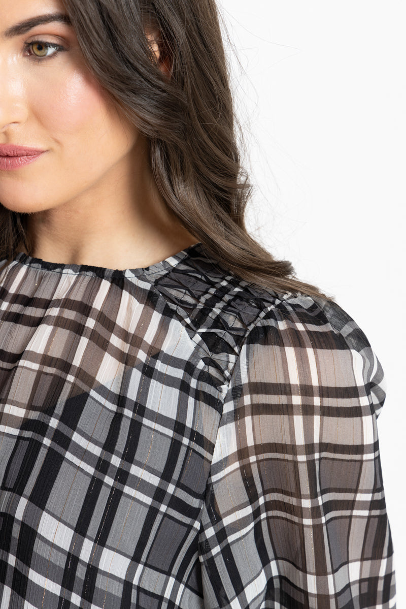 Honey Combe Blouse Black Lurex Check