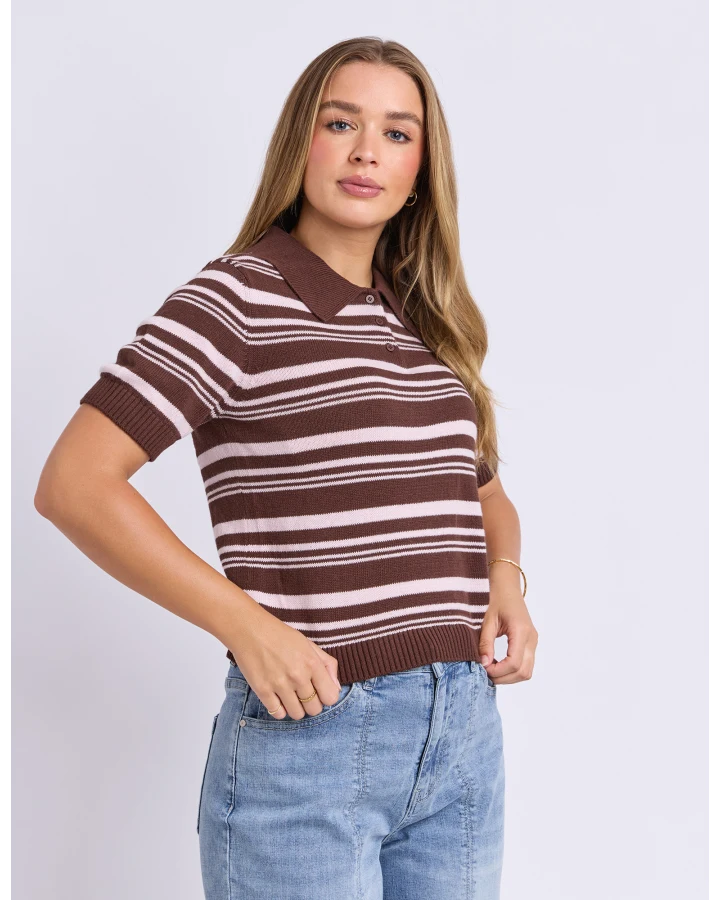 Rise Stripe Top Chocolate