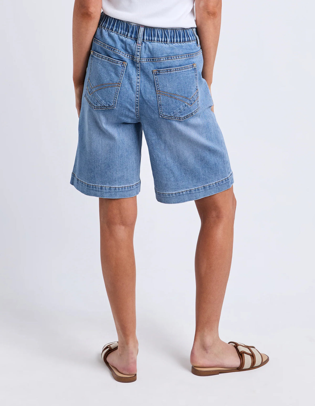 Birdie Long Denim Shorts Light Blue
