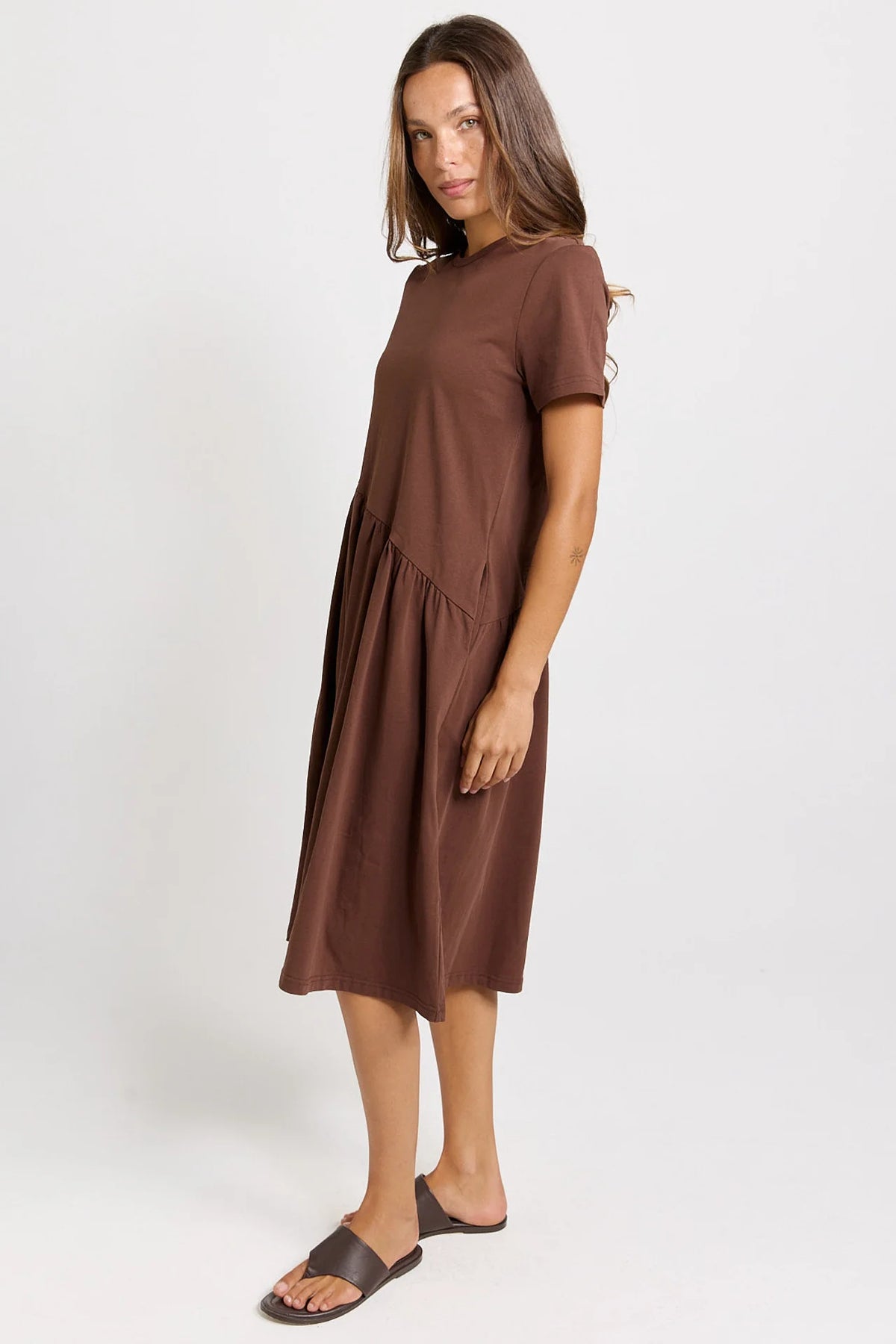 Ava Asymmetrical Dress Chocolate Brown