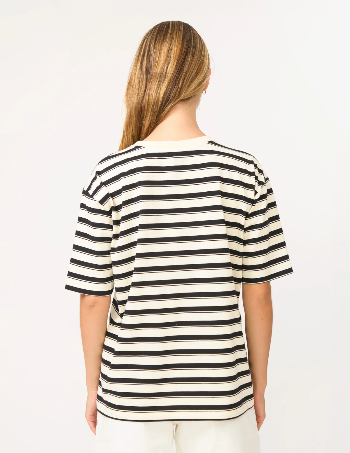 Abby T-Shirt White Black Stripe