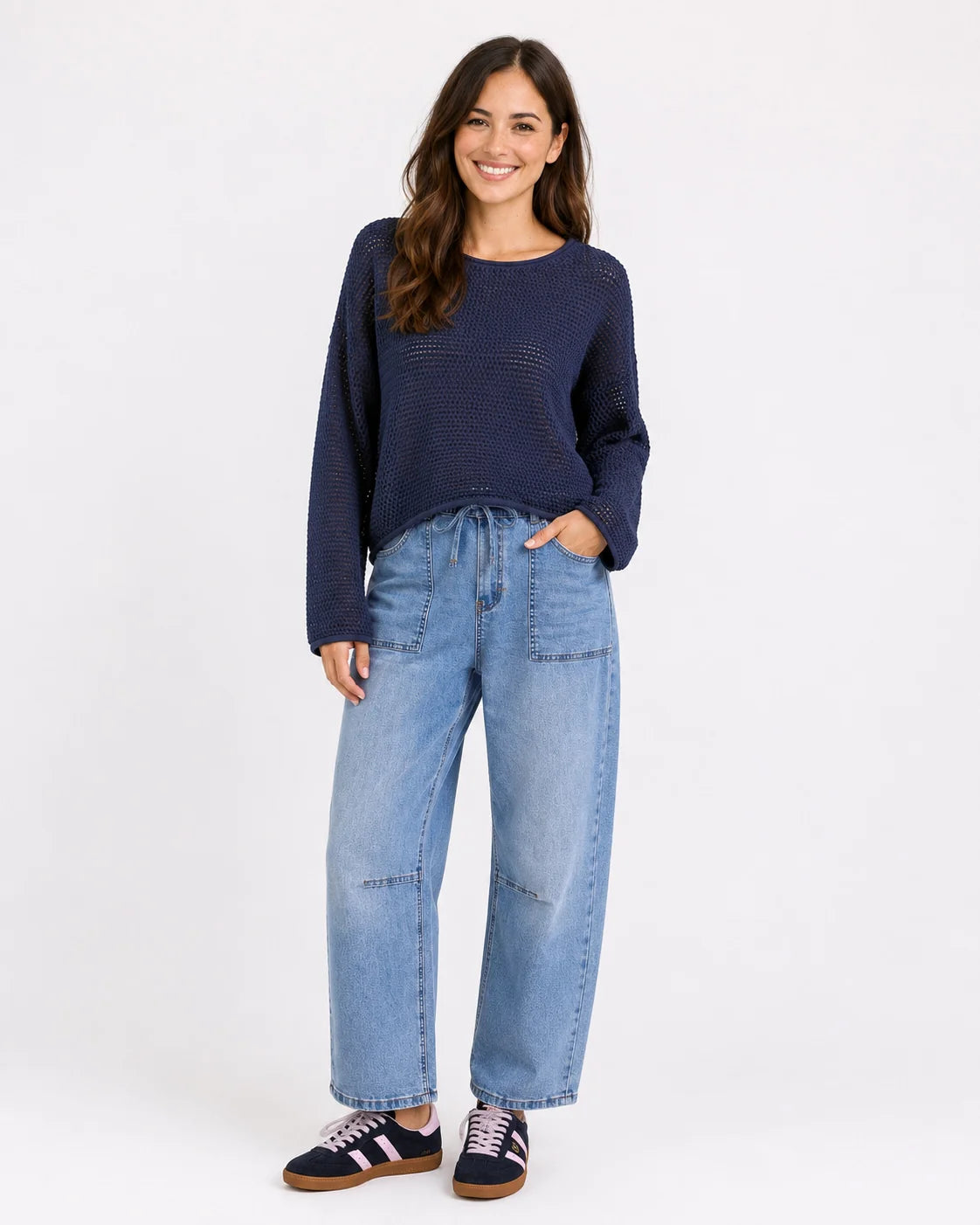 Dawn Ink Crochet Knit Jumper