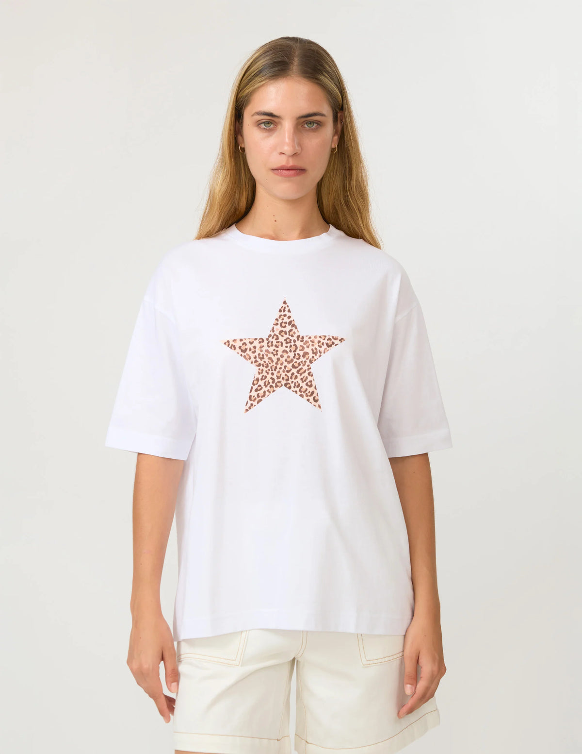 Porter Tee White Star Femme Leopard