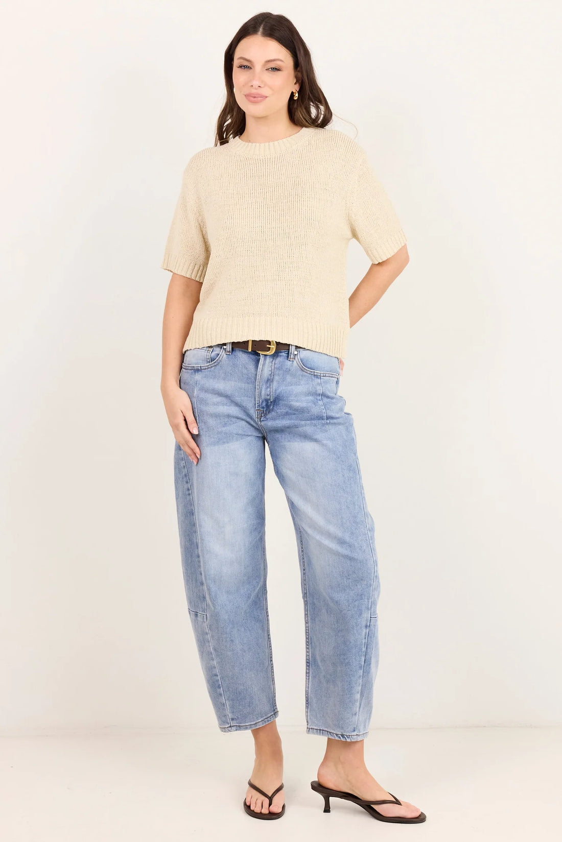 Loveable Oat Tape Yarn Knit Tee