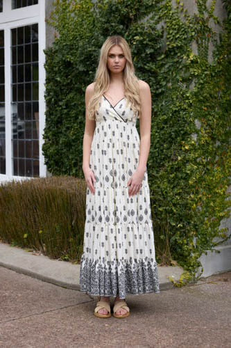 Rachel Maxi Dress Cream Black