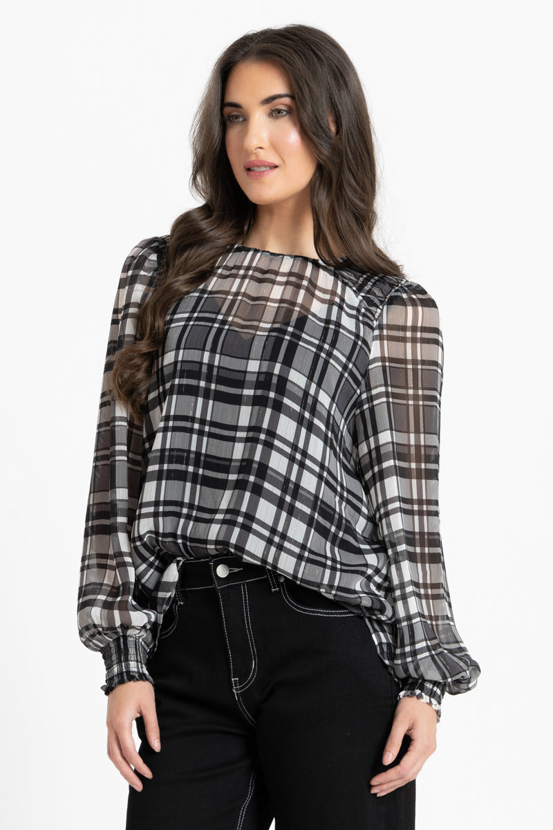 Honey Combe Blouse Black Lurex Check