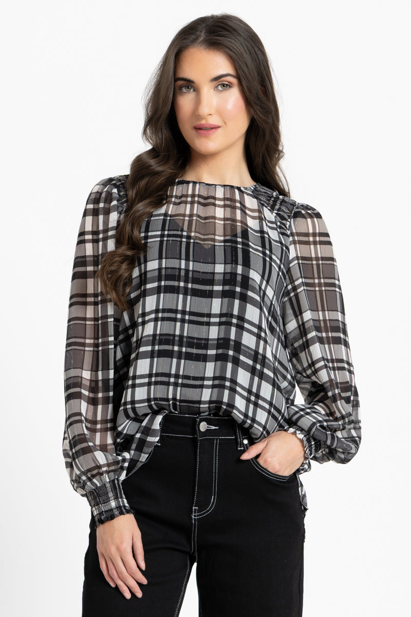 Honey Combe Blouse Black Lurex Check