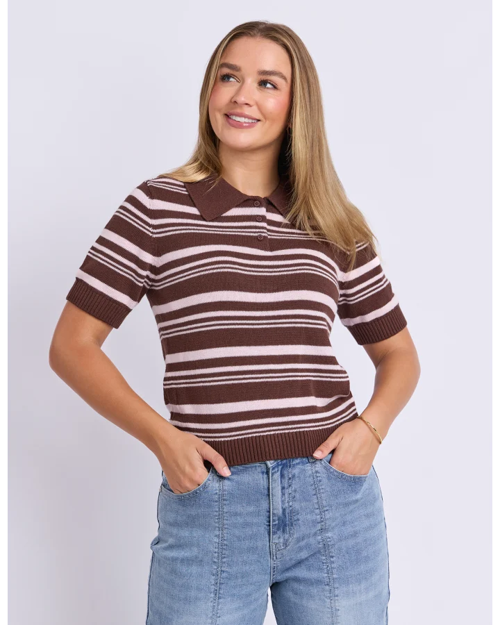Rise Stripe Top Chocolate