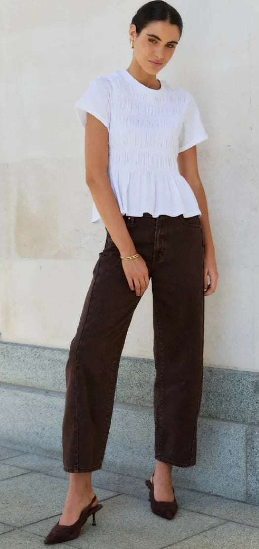 Tradition Dark Chocolate Stretch Soft Barrel Jeans
