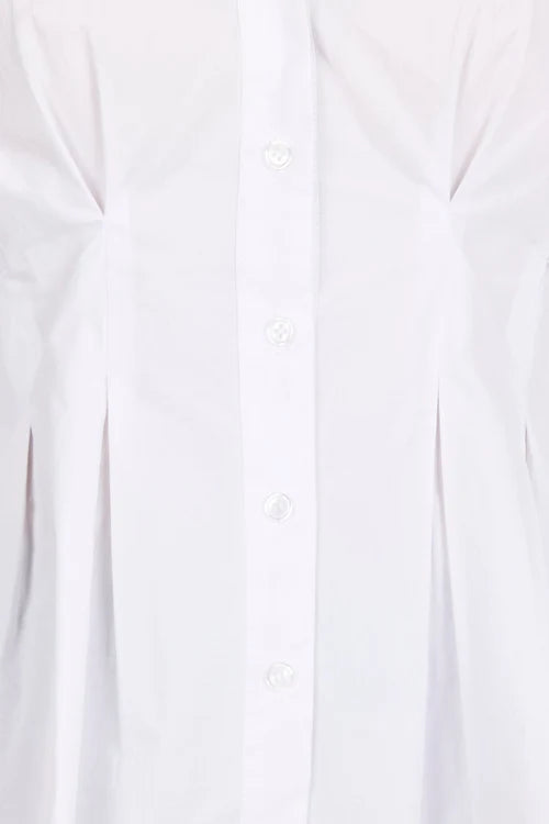 Timekeeper White Cotton Poplin Corset Detail Waist Shirt
