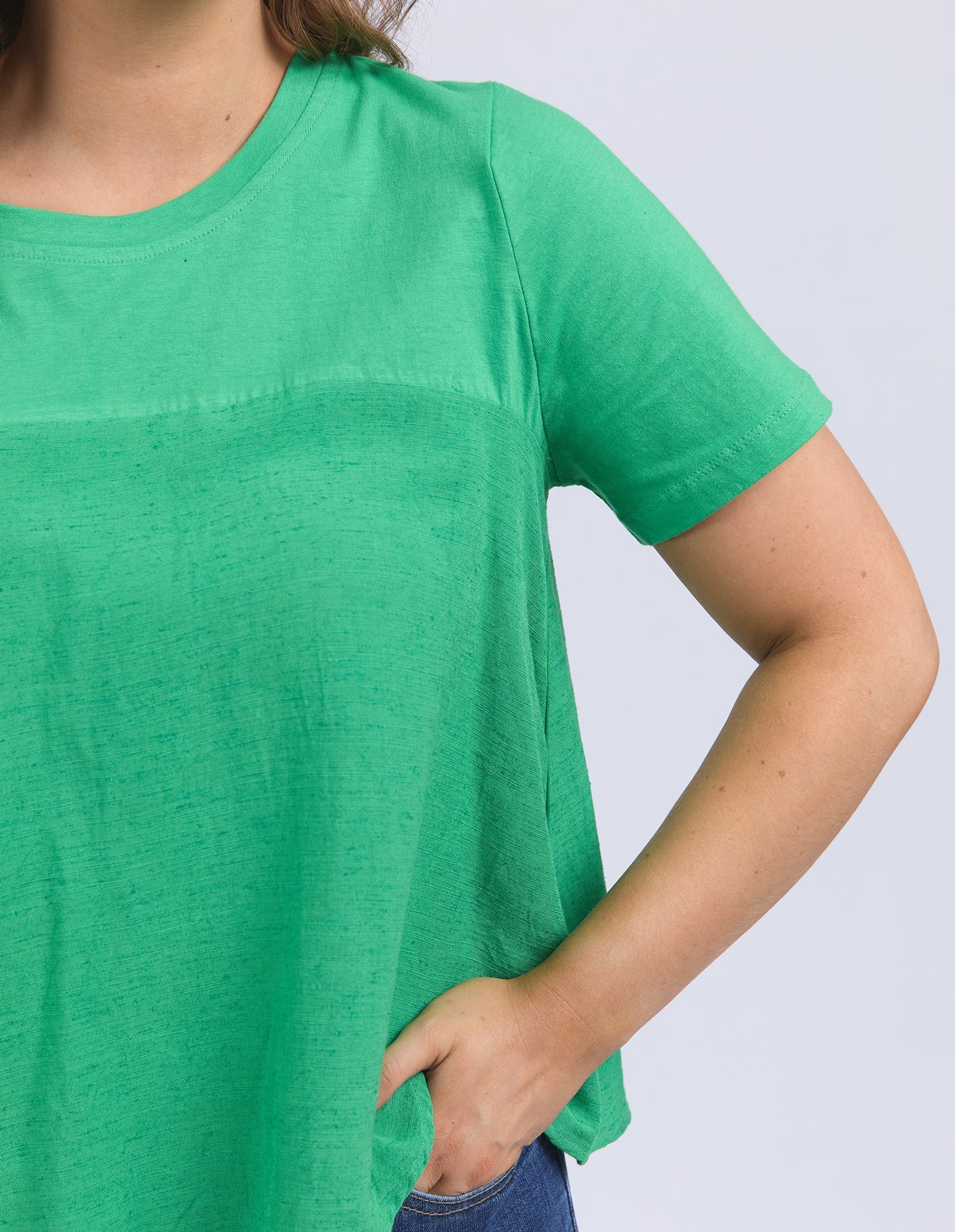 Melrose Top Spring Green and White Stripe