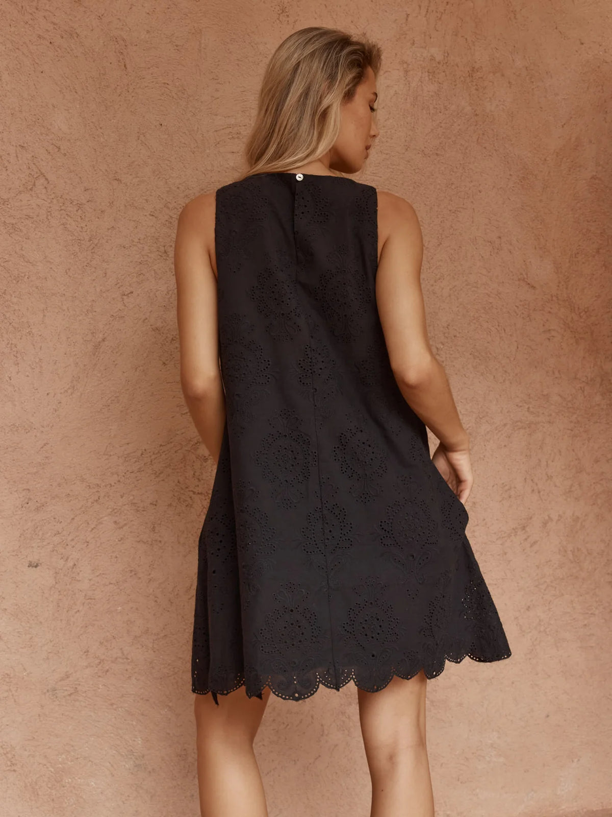 Mavis Broderie Shift Dress Black