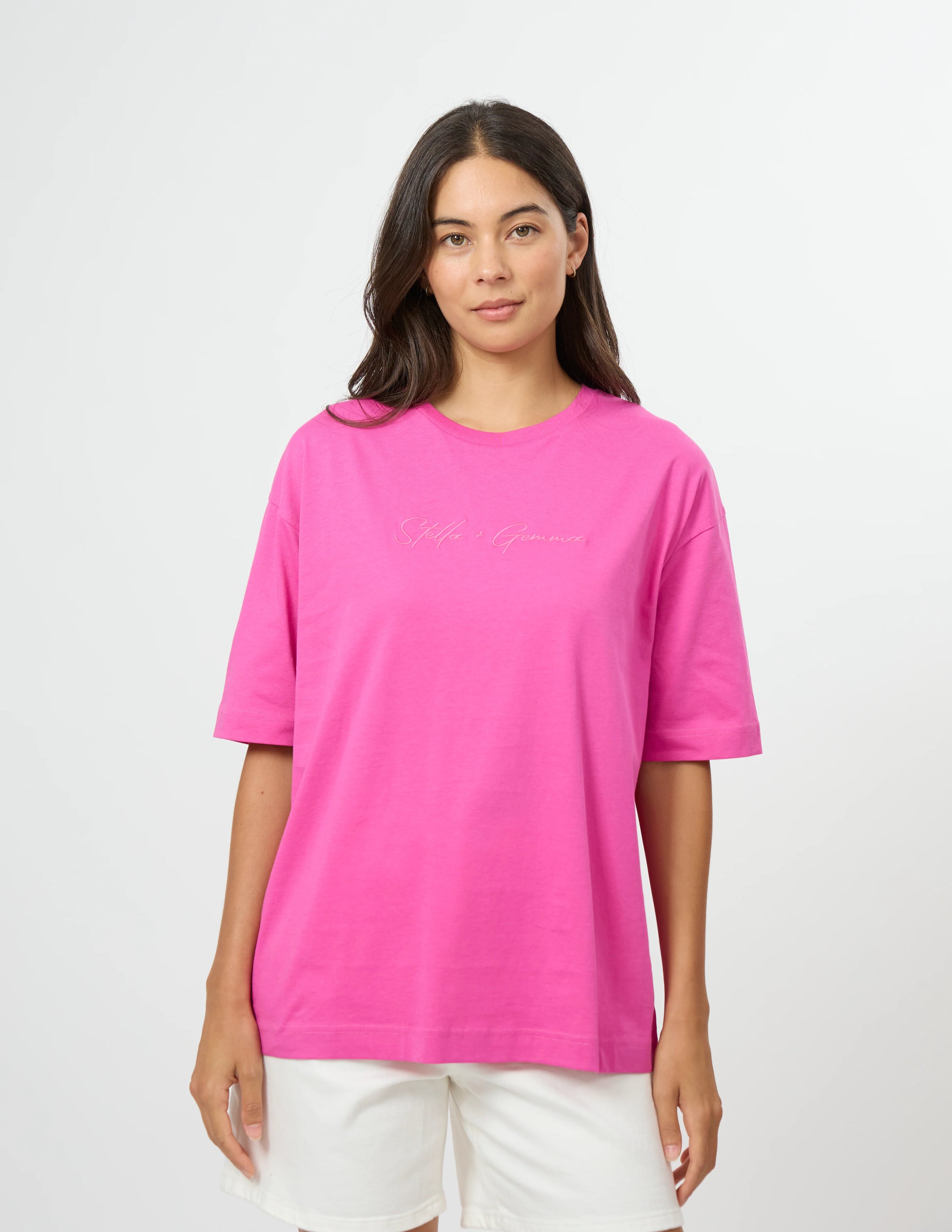 Porter Tee Electric Fuchsia Freehand Script