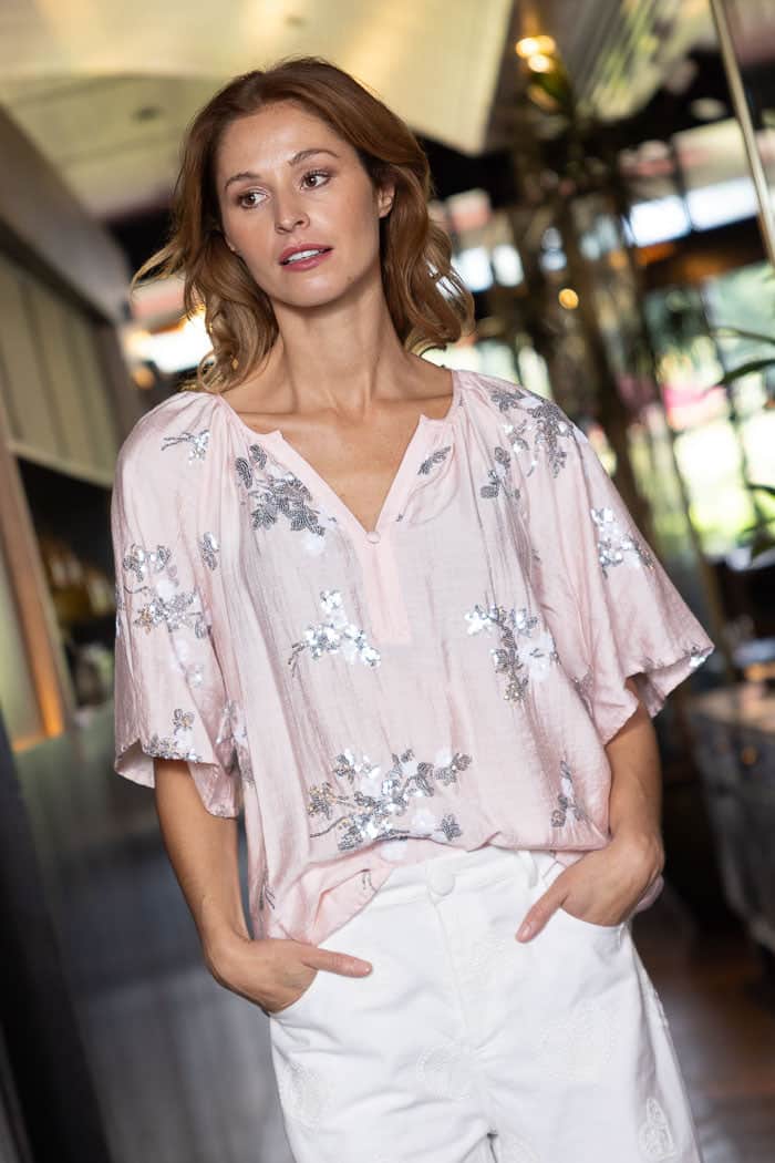 Gina Blouse Sequin Soft Pink
