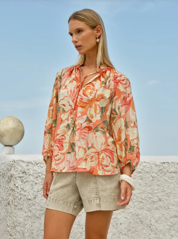 Shae Split Neck Blouse Petal