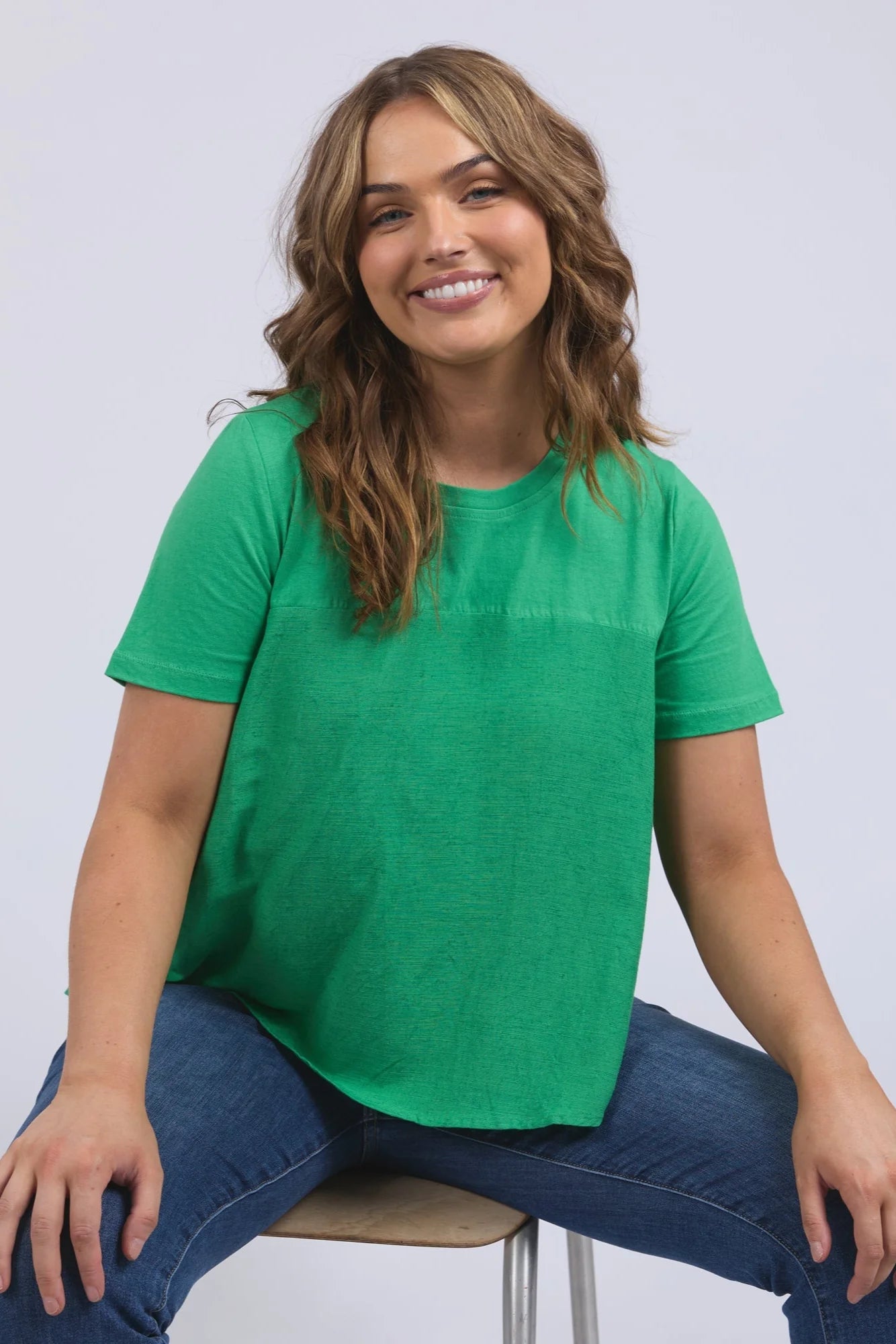 Melrose Top Spring Green and White Stripe