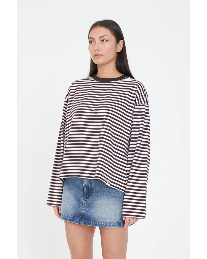 Alex Stripe Billie LS Tee Petal/Cocoa