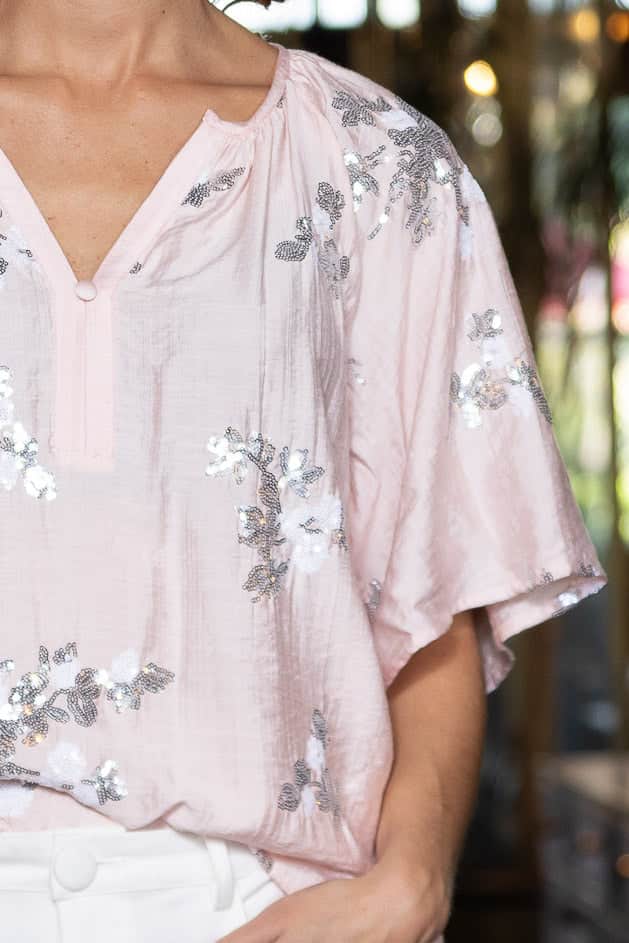 Gina Blouse Sequin Soft Pink