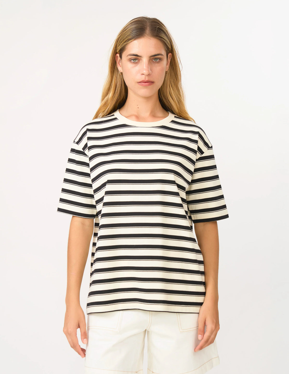 Abby T-Shirt White Black Stripe
