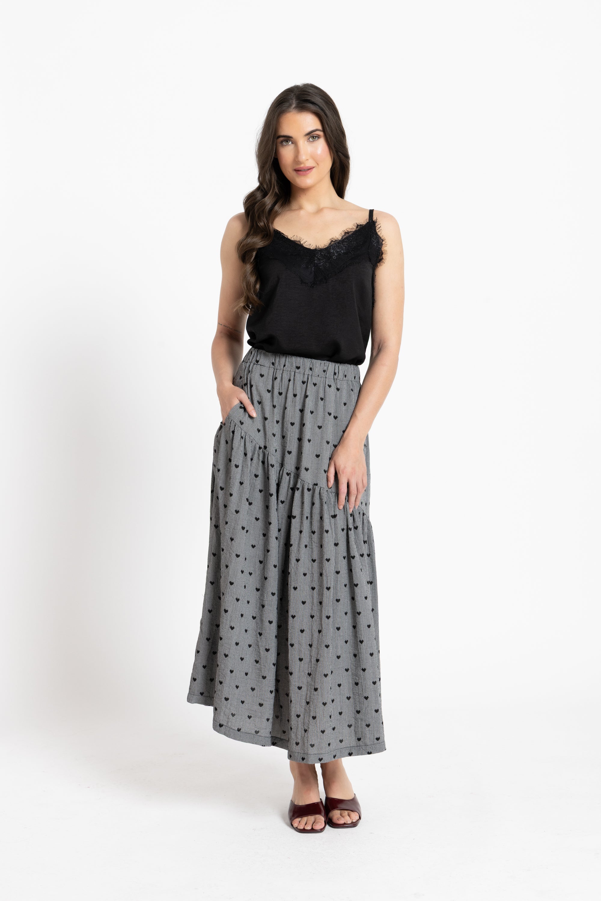 Divine Maxi Skirt Black Heart 