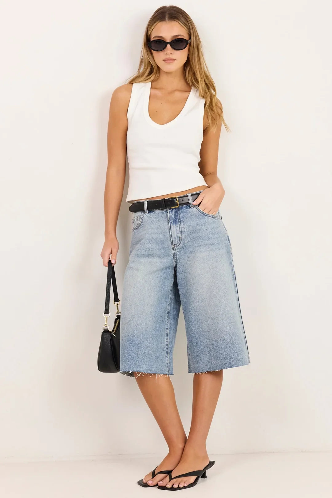Maverick Vintage Blue Knee Length Bermuda Denim Shorts