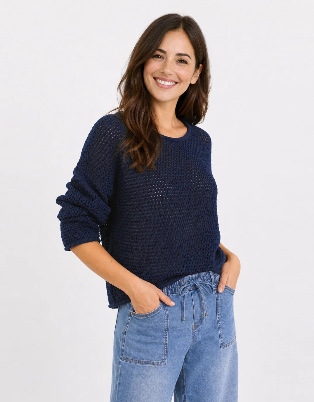 Dawn Ink Crochet Knit Jumper