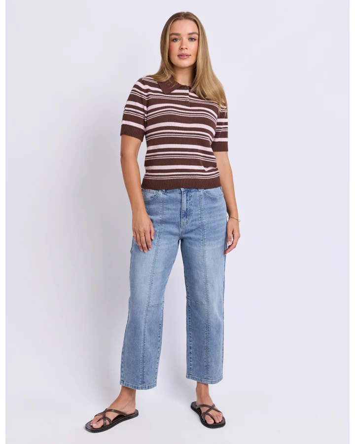 Rise Stripe Top Chocolate