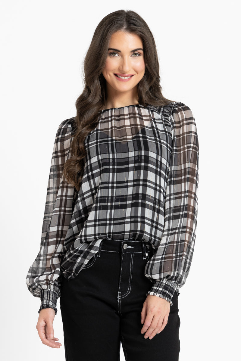 Honey Combe Blouse Black Lurex Check