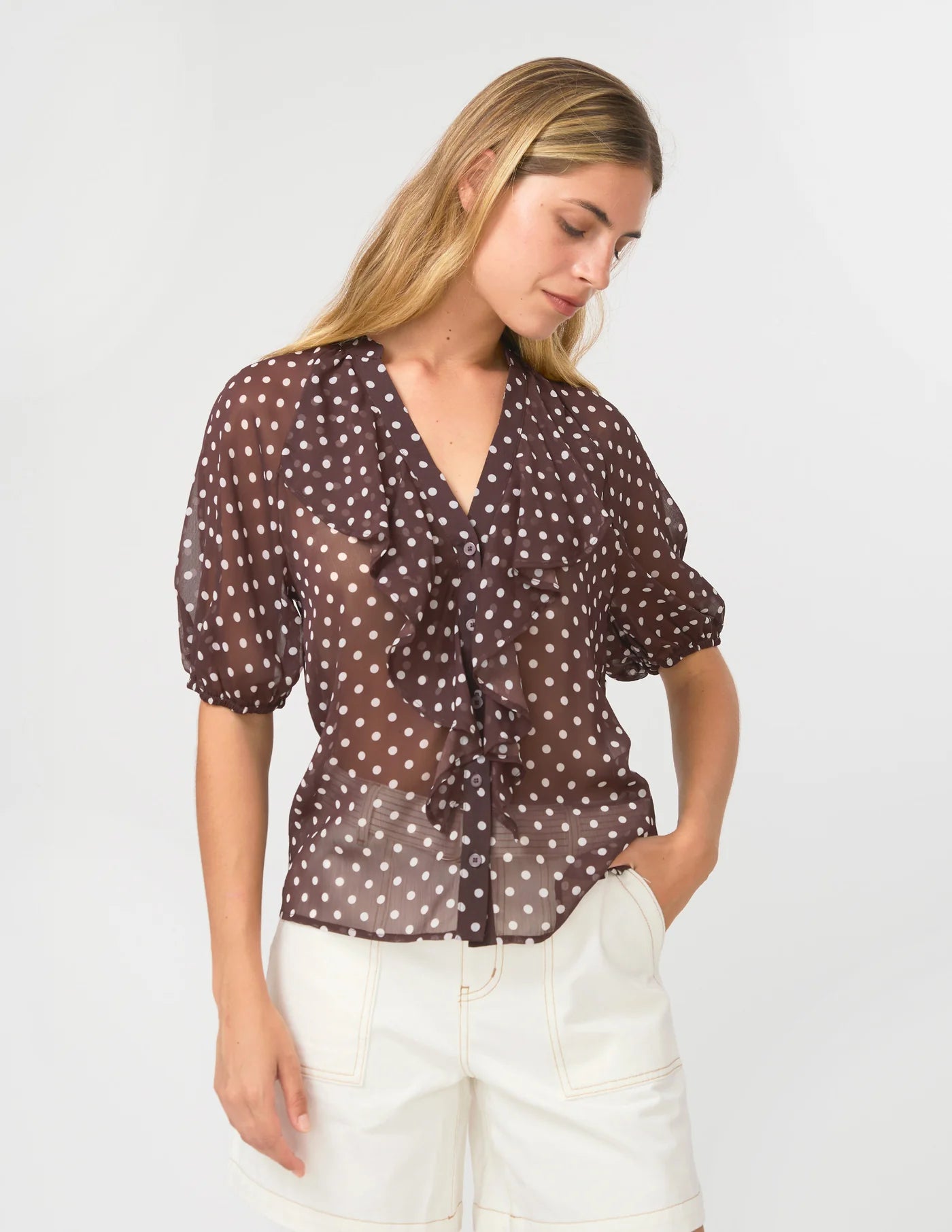 Monet Blouse Chocolate Spot