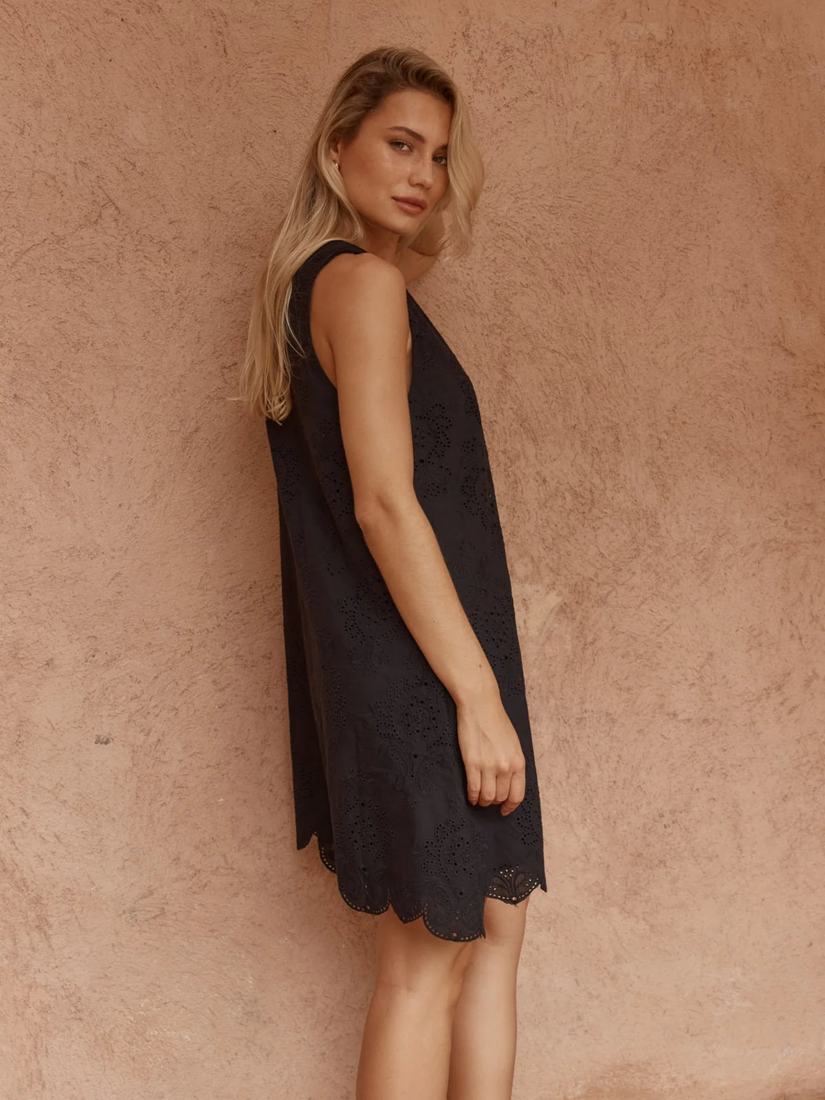 Mavis Broderie Shift Dress Black