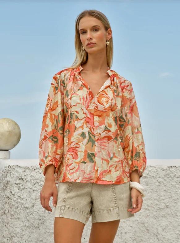 Shae Split Neck Blouse Petal