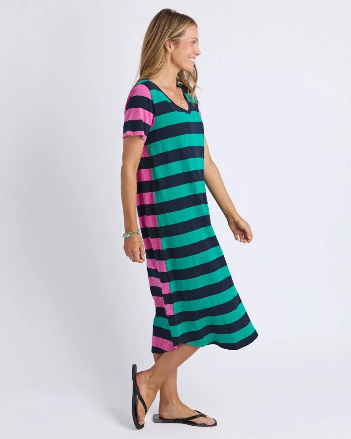 Mercury Stripe Dress Irish Green & Pink Stripe