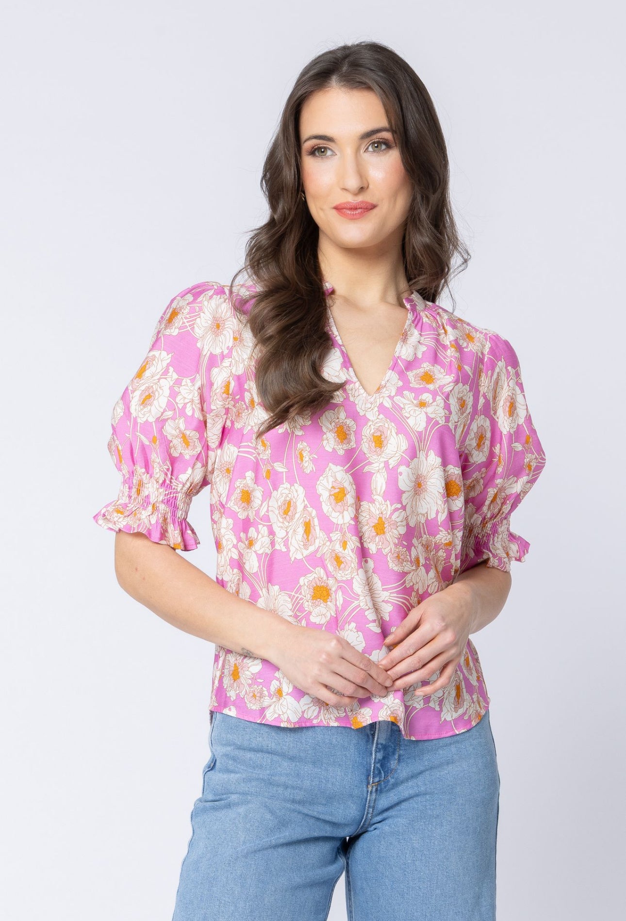 Seeking Lola Relaxed Butterfly Top Candy Bloom