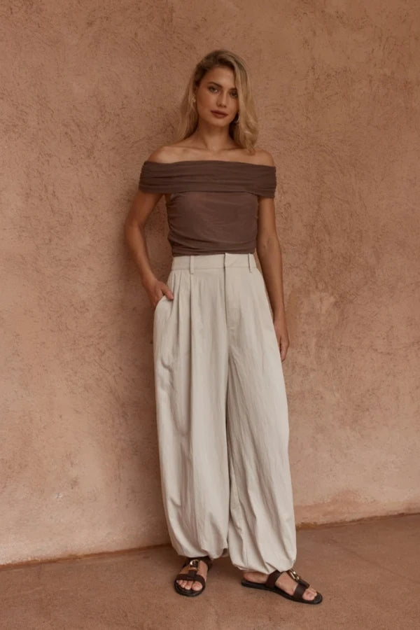 Lucie Soft Balloon Pant Stone Cream