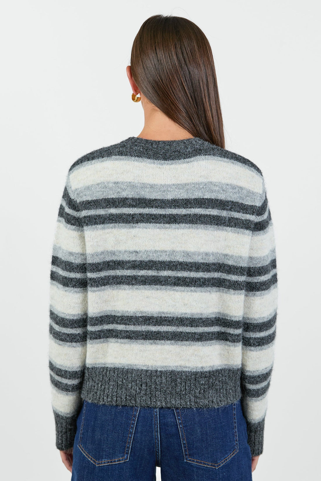 Frequency Stripe Knit Crewneck Cardigan