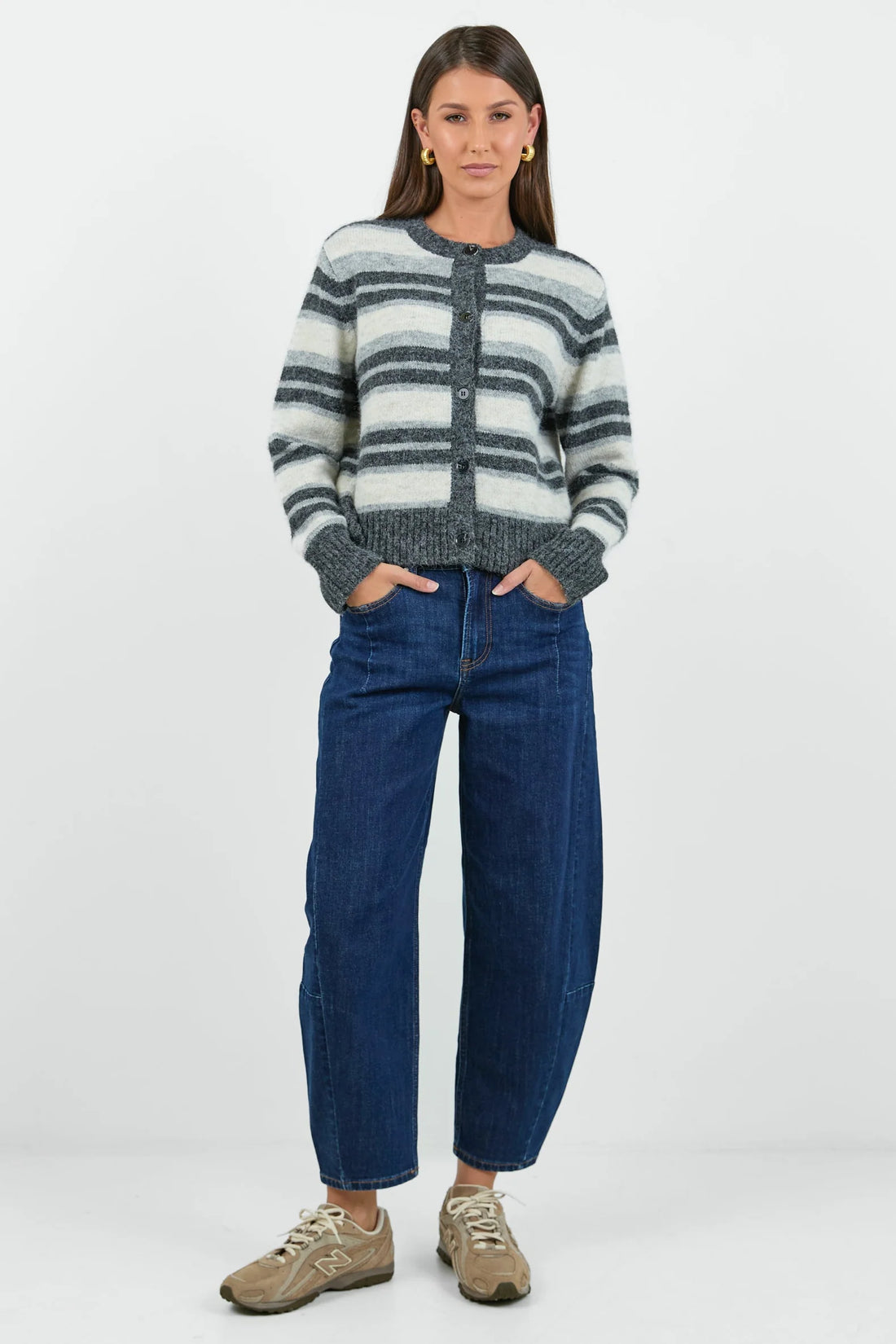 Frequency Stripe Knit Crewneck Cardigan