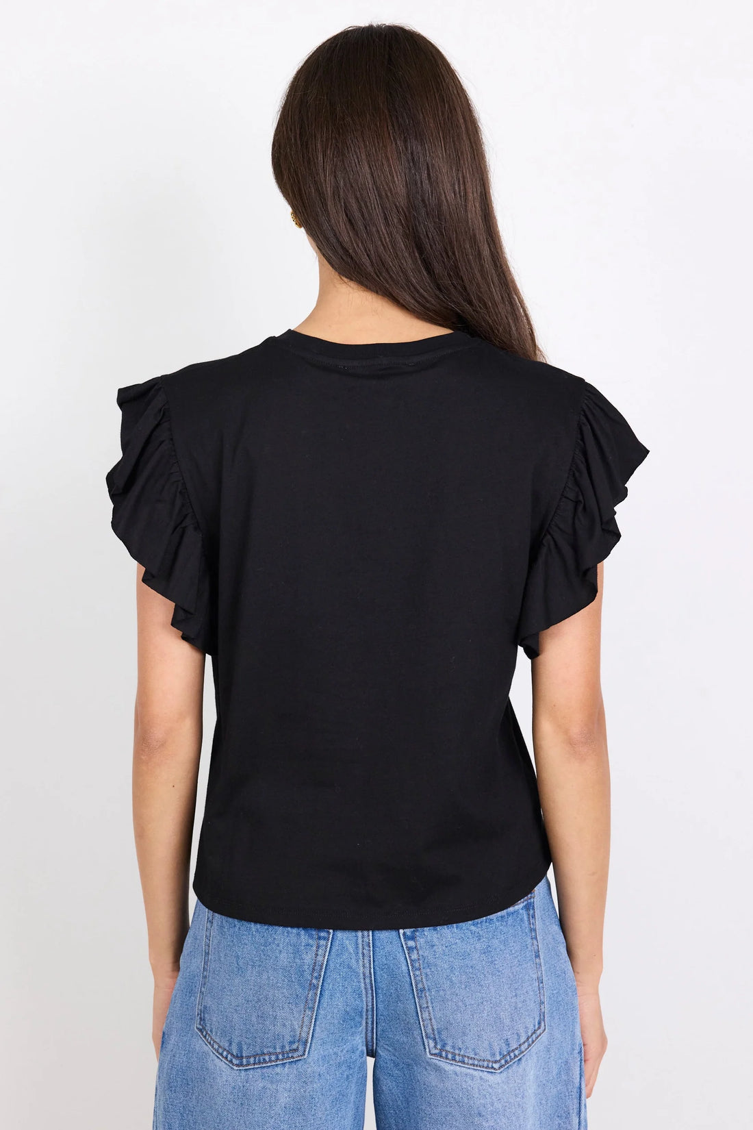 Hover Black Flutter Sleeve Tee