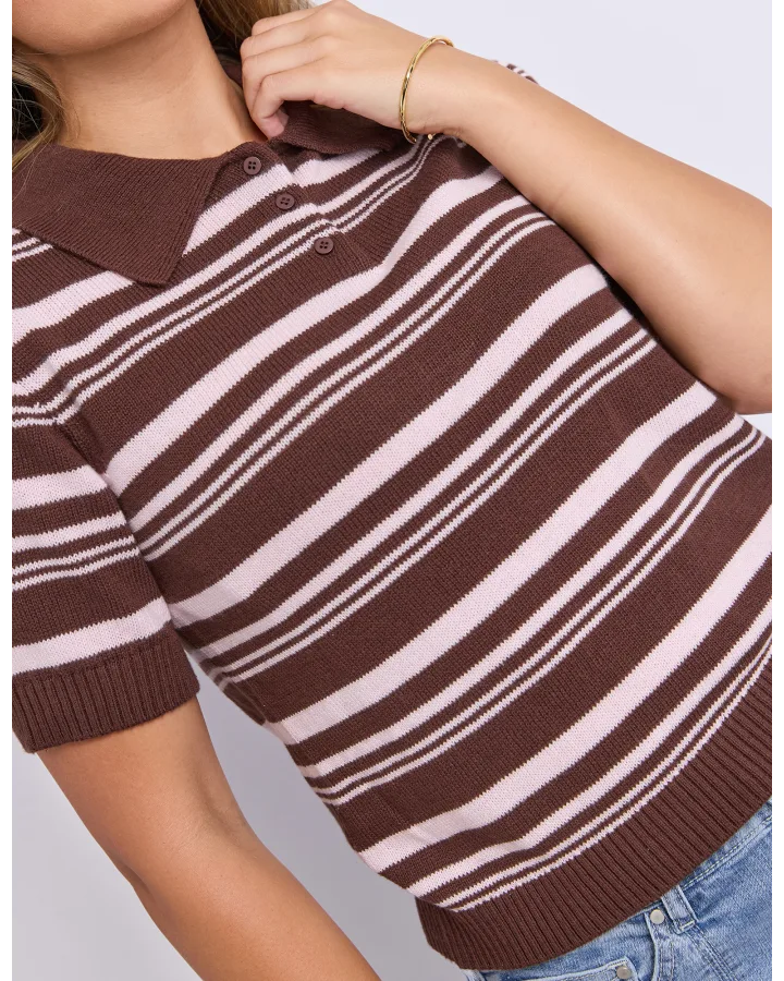 Rise Stripe Top Chocolate