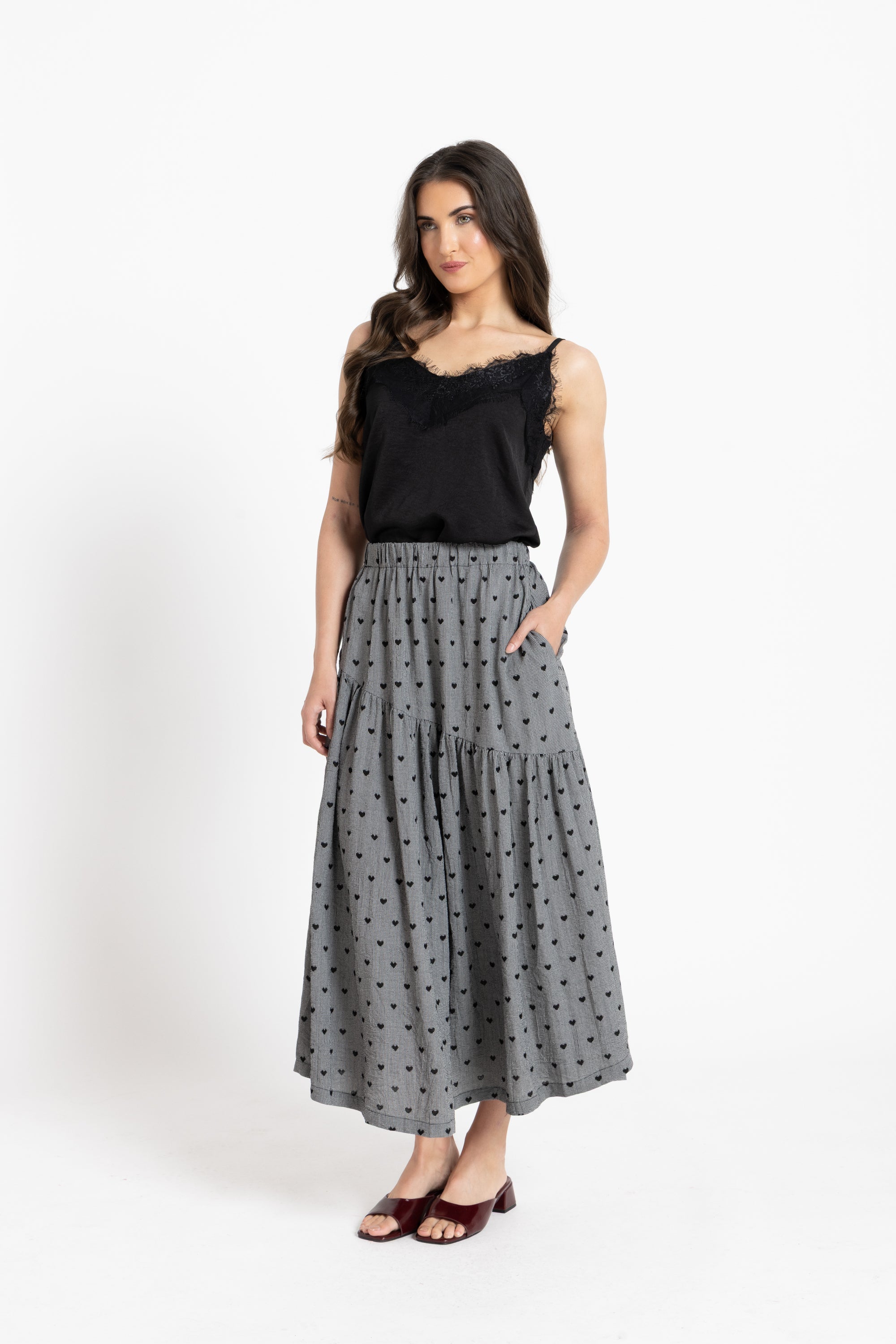 Divine Maxi Skirt Black Heart 