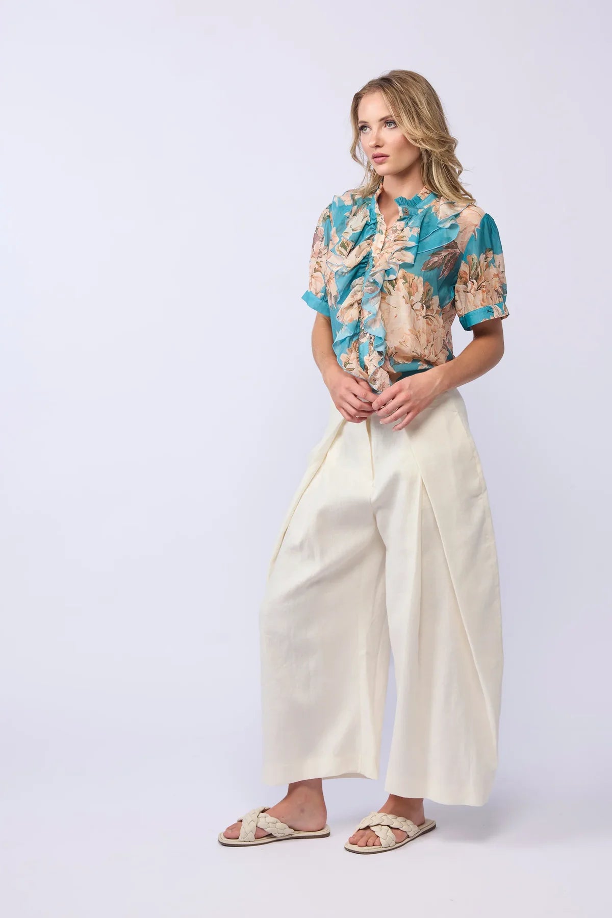 Wish Blouse Aqua Bloom
