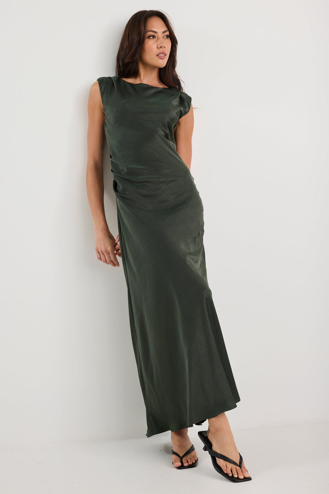 Georgia Zoe Fruition Forest Satin Bias Maxi Dress