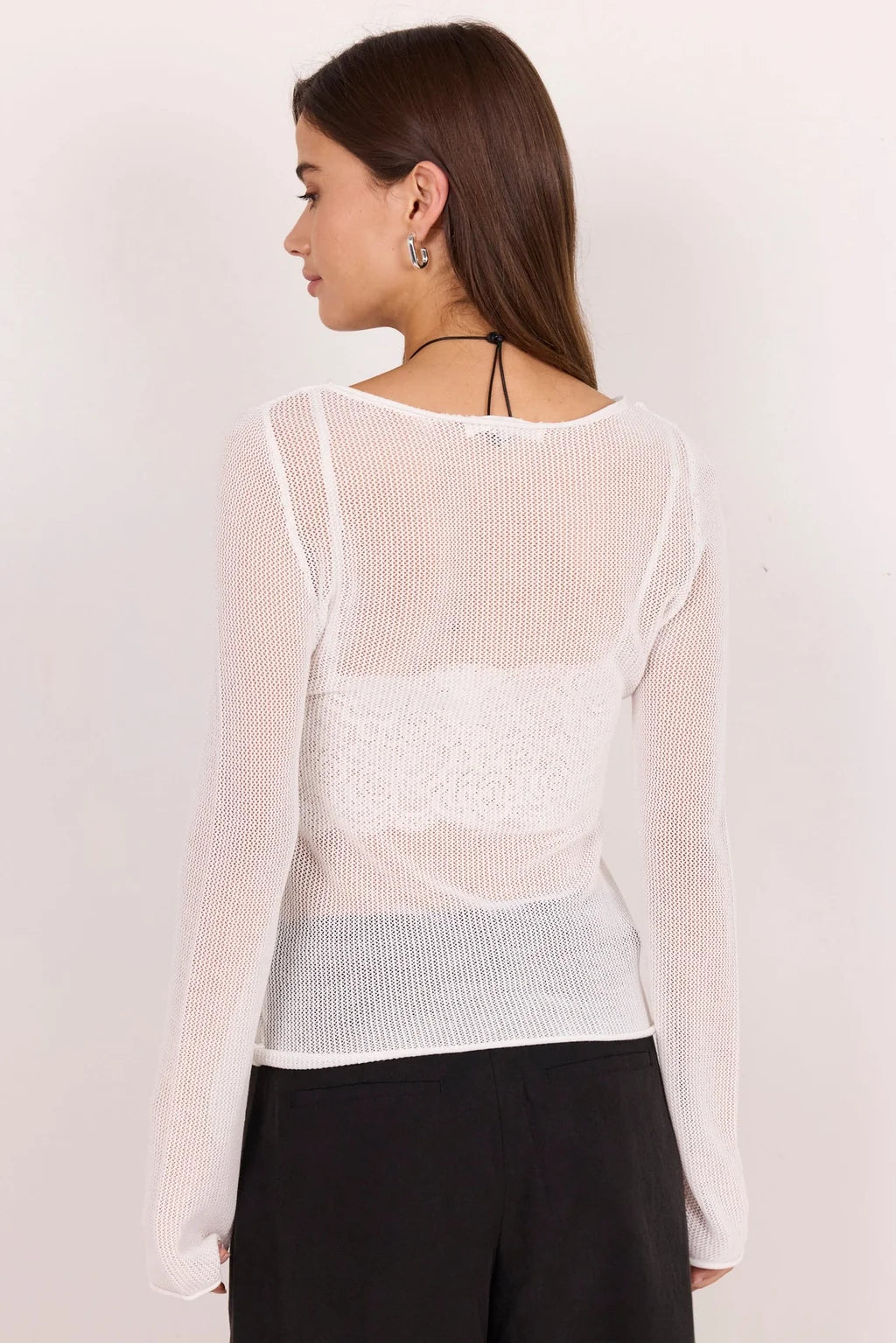 Filigree Ivory Mesh Long Sleeve
Knit Top