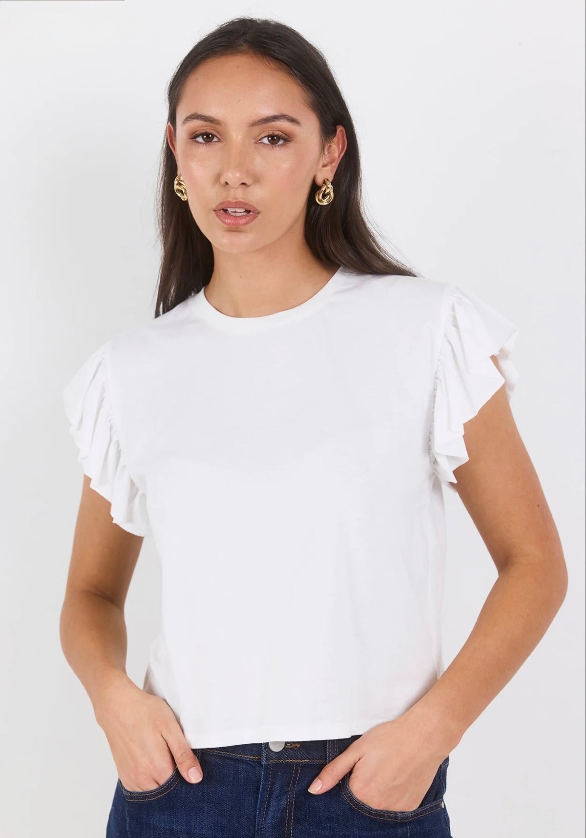 Hover Ivory Flutter Sleeve Tee