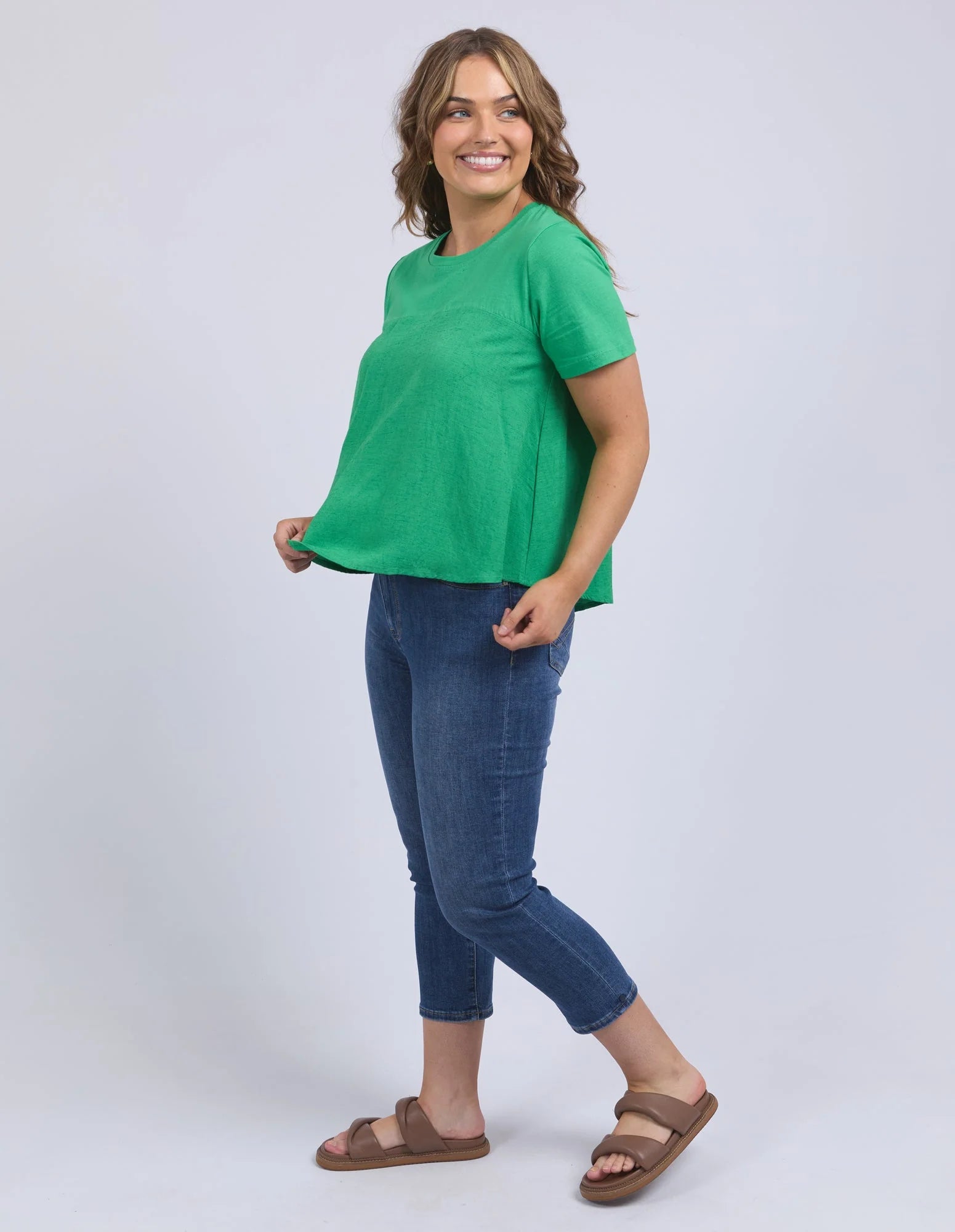 Melrose Top Spring Green and White Stripe