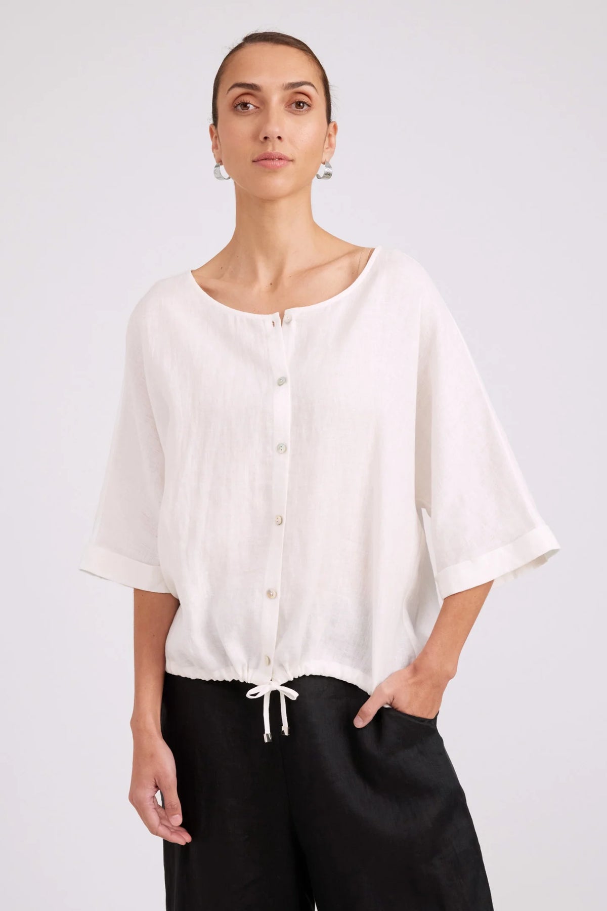 Studio Button Top/Jacket White
