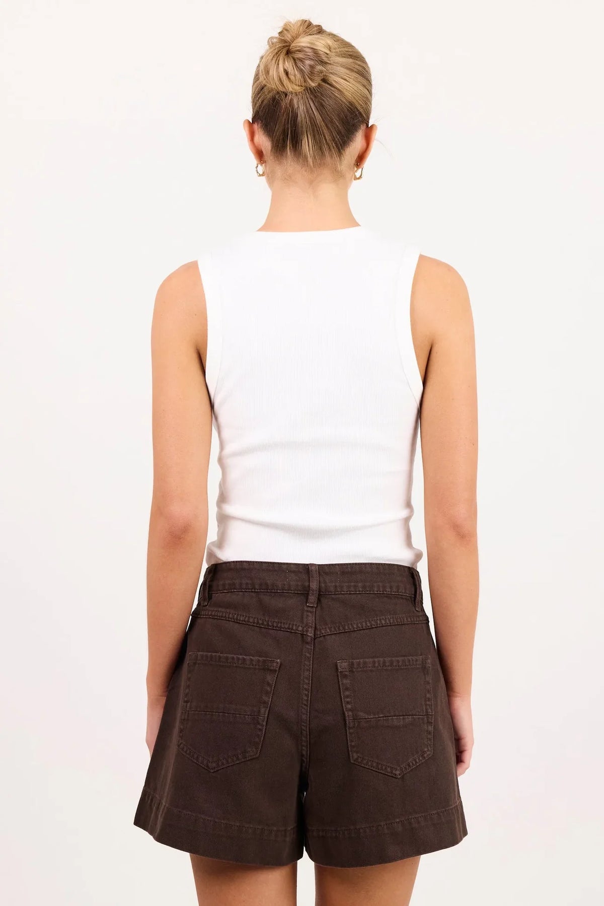 Vale White V Neck Rib Tank