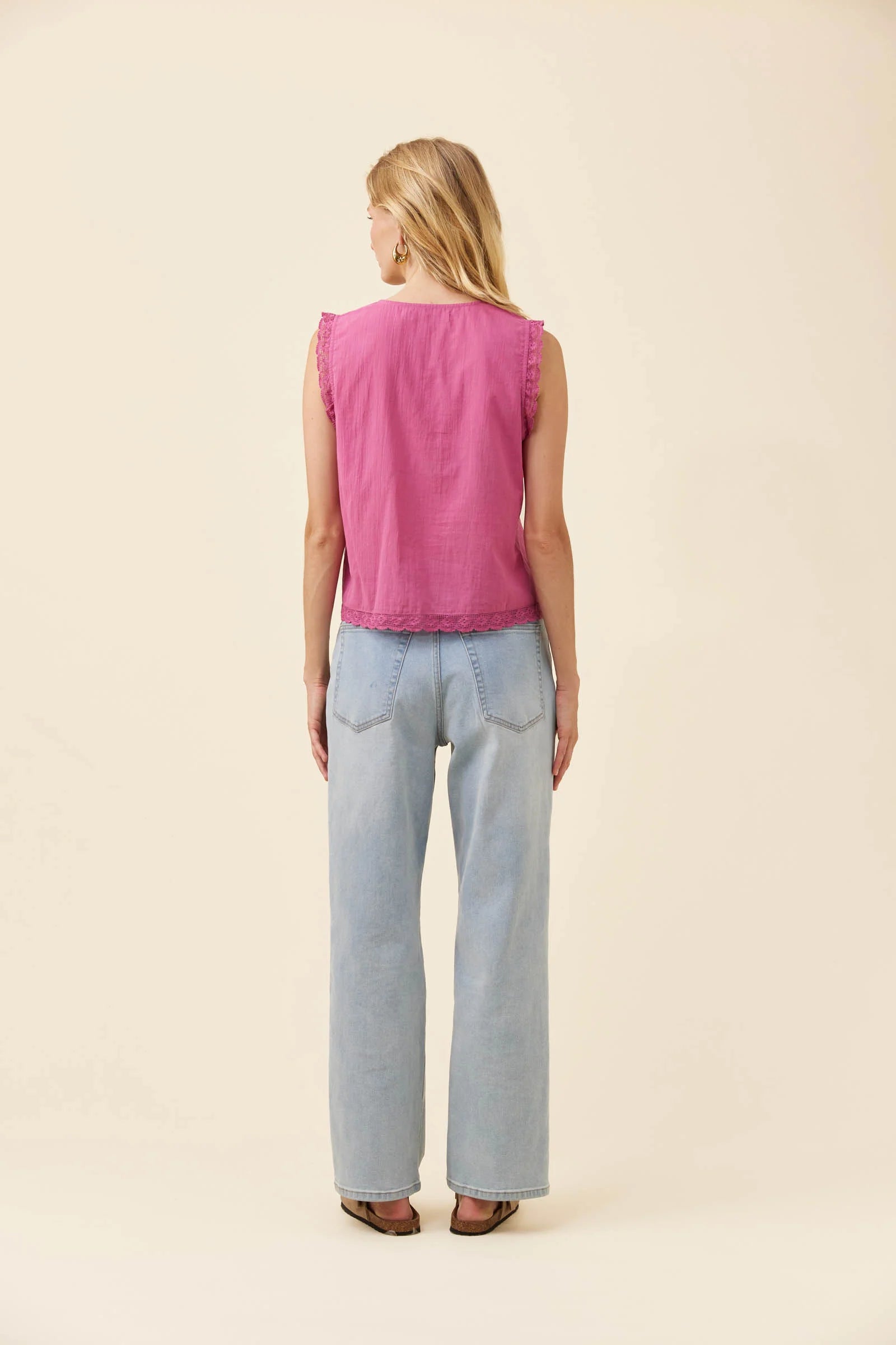 Frances Button Tank Magenta
