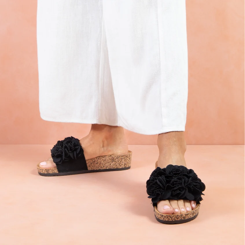 Corsage Sandal Black